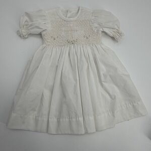 remember nguyen Baby Girls White Cross Baptism Easter Smock Dress Size 12M
